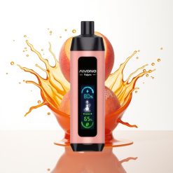 Aivono Aim Fatpro 22000 نفخة بخاخ نكهة خوخ مثلج مع خيارات نيكوتين 0%,2%,3%,5%، 28مل سائل، 600 ملي أمبير قابلة للشحن