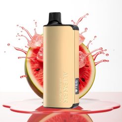 Alibarbar Ingot 9000 Puffs سيجارة إلكترونية للاستخدام مرة واحدة بطيخ مثلج - 22ml سعة السائل، 2350 مللي أمبير بطارية، شاشة LED