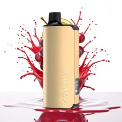 Alibarbar Ingot 9000 Puffs سيجارة إلكترونية للاستخدام مرة واحدة عنب مثلج – 22مل سعة السائل، 2350 مللي أمبير بطارية، شاشة LED