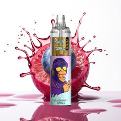 RandM Fumot Tornado 7000 Puffs سيجارة إلكترونية للاستخدام مرة واحدة Blueberry On Ice بشاشة RGB وشاحن Type-C وبطارية 850 MAH