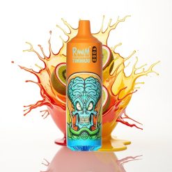 RandM Fumot Tornado 9000 Puffs 18mL ملف شبكي جهاز فاب قابل لإعادة الشحن بنكهة الكيوي والجوافة والعاطفة مع شاشة RGB أنيقة