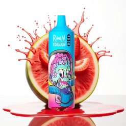 RandM Fumot Tornado 9000 Puffs سيجارة إلكترونية للاستخدام مرة واحدة - فراولة بطيخ (18mL، شاشة RGB، 850 مللي أمبير)